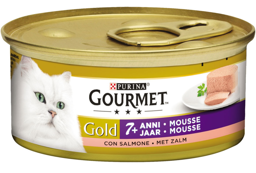 Gourmet kattenvoer Gold Senior Mousse zalm 85 gr